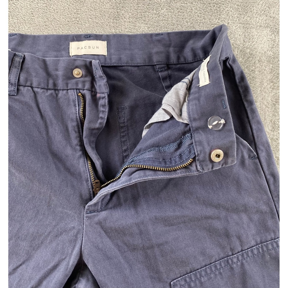 PacSun Womens Navy Blue Workwear Trouser Double Knee Wide Leg Pants Size 26 - Picture 8 of 16